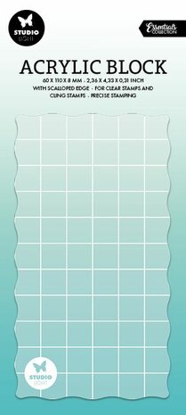 Acrylic Stamping Block met raster &ndash; (60&times;110&times;8 mm)